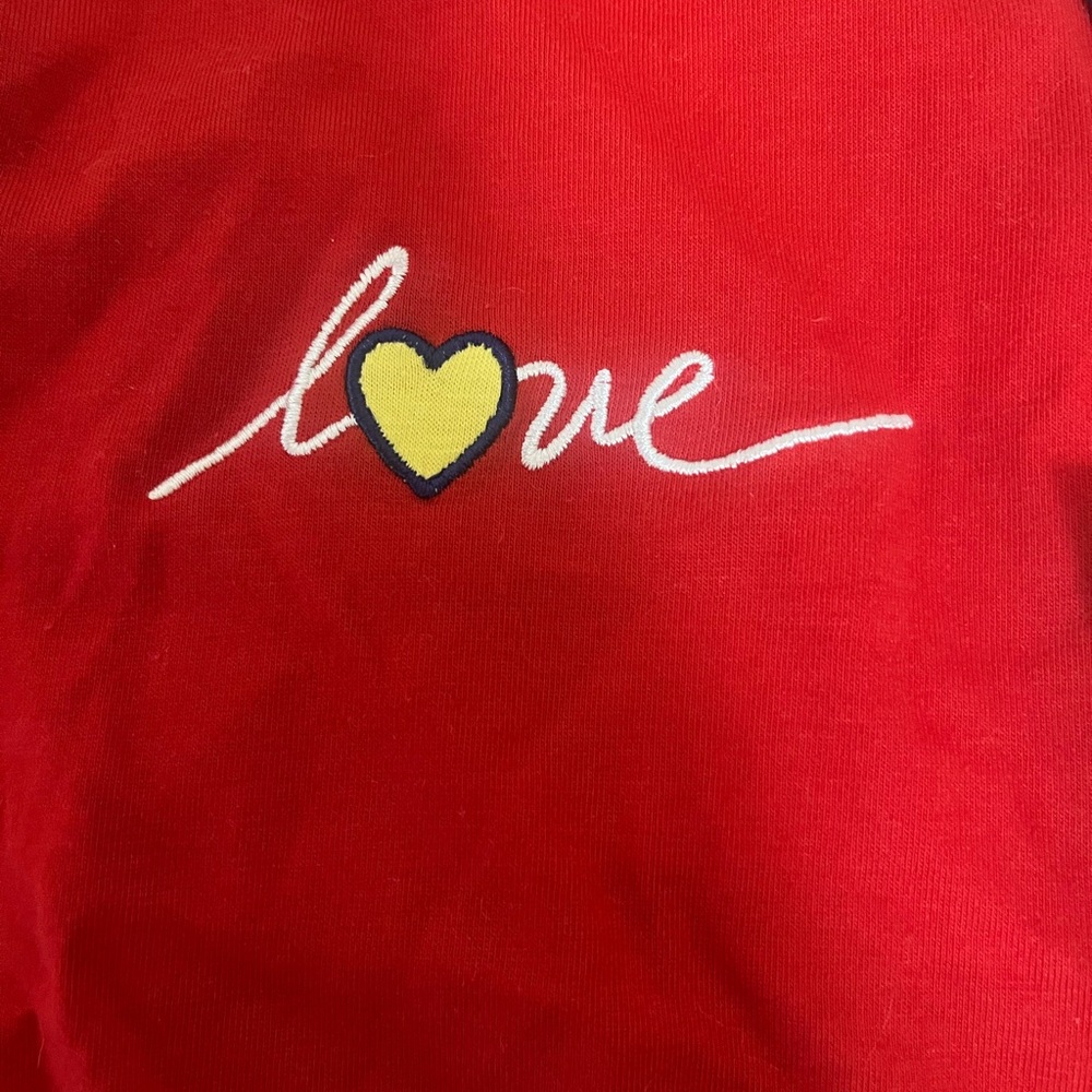 Adorable Red and Yellow Sleeveless Top For Dogs with Love Embroidery - Picture 4 of 6